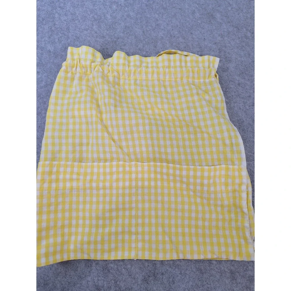 Vintage Yellow Gingham Half Apron Two Pocket Retro Kitchen Waitress Crafting